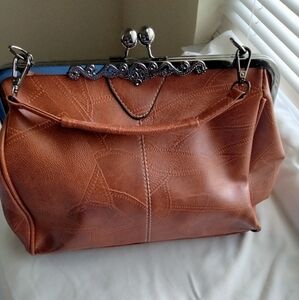 Unbranded Purse Brown Faux Leather Handbag Elegant Vintage Elegant Old Money